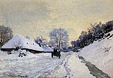 Road Canvas Paintings - A Cart On The Snow Covered Road With Saint Simeon Farm